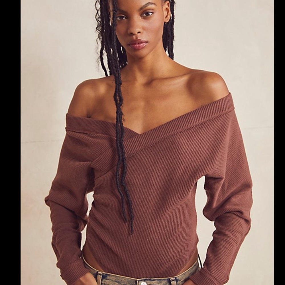 Free people lovin this feeling waffle thong bodysuit